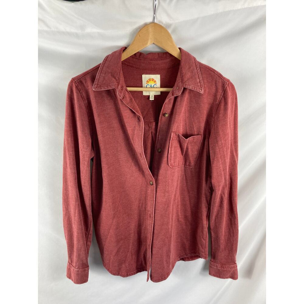 C&C California Faded Red Long Sleeve Button Up Shirt Size Small